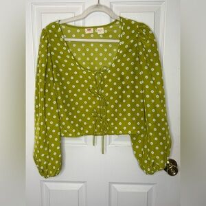 Levi's Olive Green Daisy Tie-Front Blouse